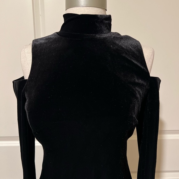 Calvin Klein Black Velvet Cold Shoulder Dress - Picture 3 of 5